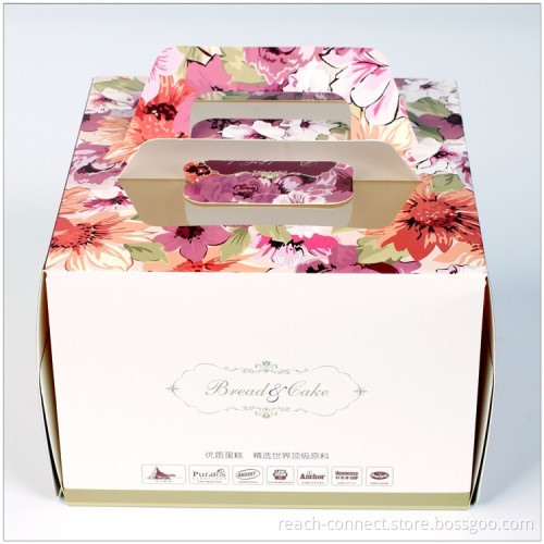 party paper cake box with handle, paper cardboard birthday cake box, cake packaging box
